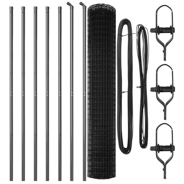 vidaXL Hek met Paal Grijs 1,5 x 10 m Staal en PVC