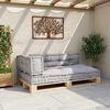 vidaXL Pallet Sofa Kussen 3 pcs Grijs 120 x 80 x 38 cm Stof