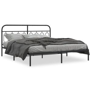vidaXL Bedframe met hoofdbord metaal zwart 183x213 cm