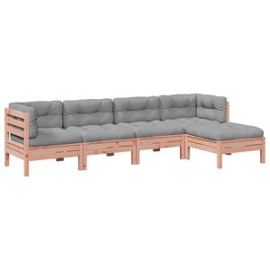 vidaXL 5-delige Loungeset met kussens massief douglas vurenhout