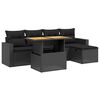 vidaXL 6-delige Loungeset met kussens poly rattan zwart