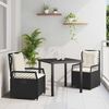 vidaXL Tuin eettafelset 3 pcs Zwart poly rattan
