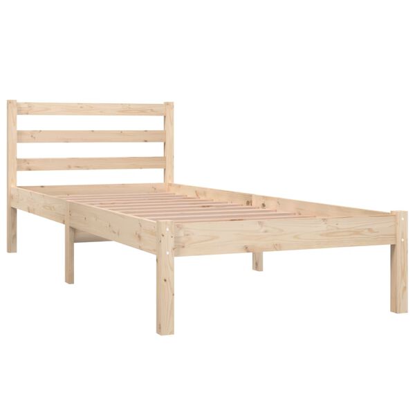 vidaXL Bedframe massief grenenhout zwart 75x190 cm