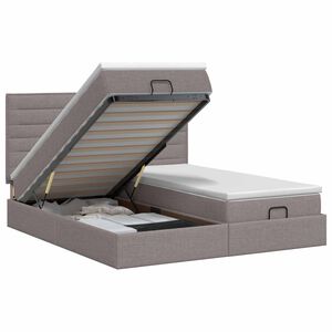 vidaXL Ottoman bed met matras met hoofdeinde 2 st Taupe Stof