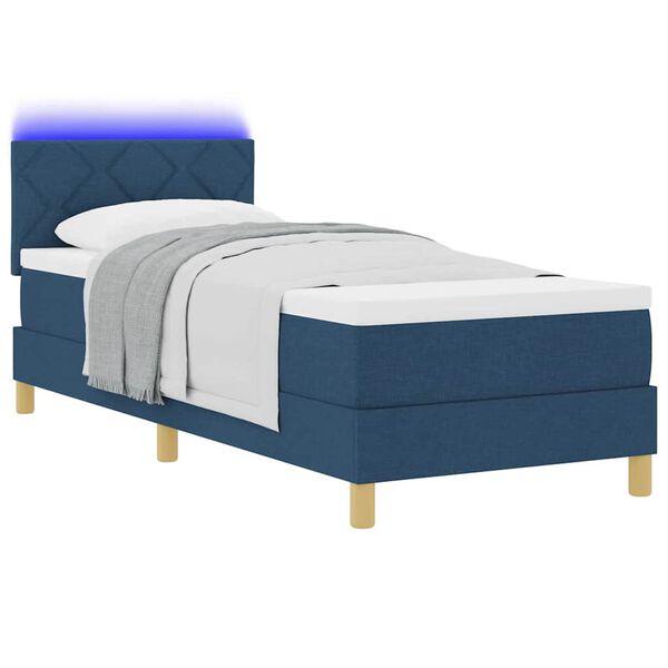 vidaXL LED Box Spring Bed met matras met LED Blauw 80 x 200 cm Stof
