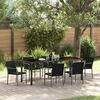 vidaXL Tuin eettafelset 7 pcs Zwart en Grijs PE Rattan