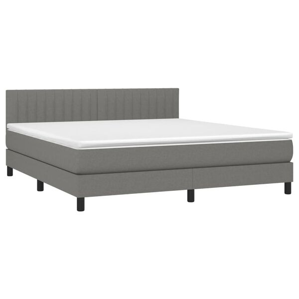 vidaXL Boxspring met matras stof donkergrijs 160x200 cm