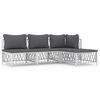 vidaXL 4-delige Loungeset met kussens staal wit