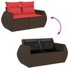 vidaXL 10-delige Loungeset met kussens poly rattan acacia bruin