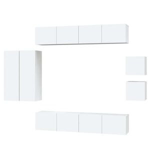 vidaXL 8-delige Tv-meubelset bewerkt hout wit
