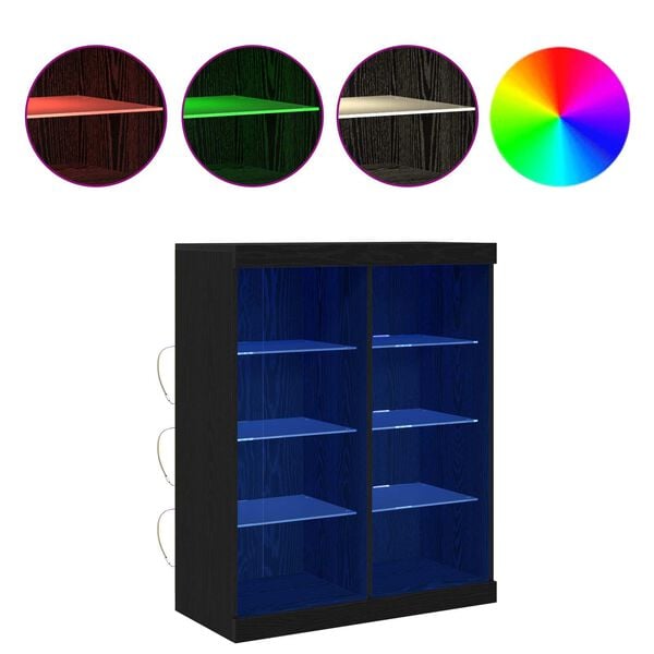 vidaXL LED Sideboard Zwart Eiken 41 x 37 x 100 cm Bewerkt hout