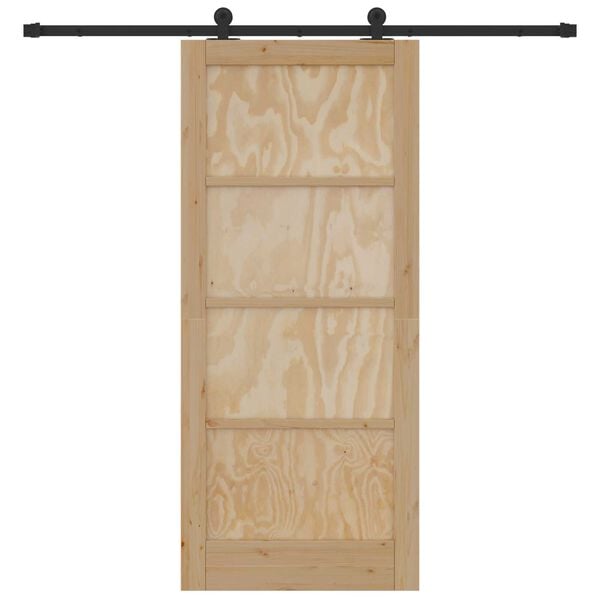 vidaXL Schuifdeur Natuurlijk en Zwart 86 x 198,5 cm Massief grenenhout