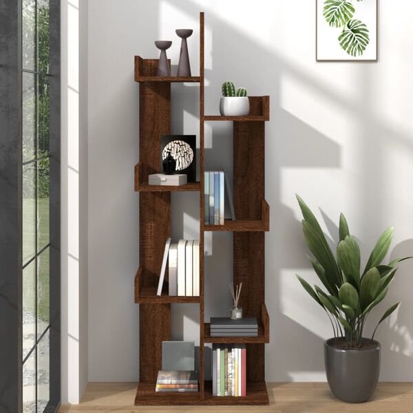 vidaXL Boekenkast 48x25,5x140 cm bewerkt hout bruin eikenkleur