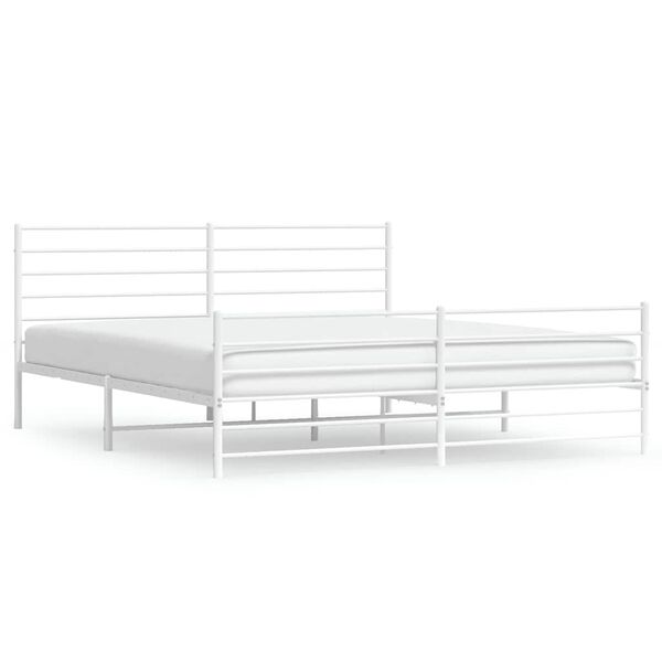 vidaXL Bedframe met hoofd- en voeteneinde metaal wit 183x213 cm