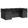 vidaXL 6-delige Loungeset met kussens poly rattan zwart