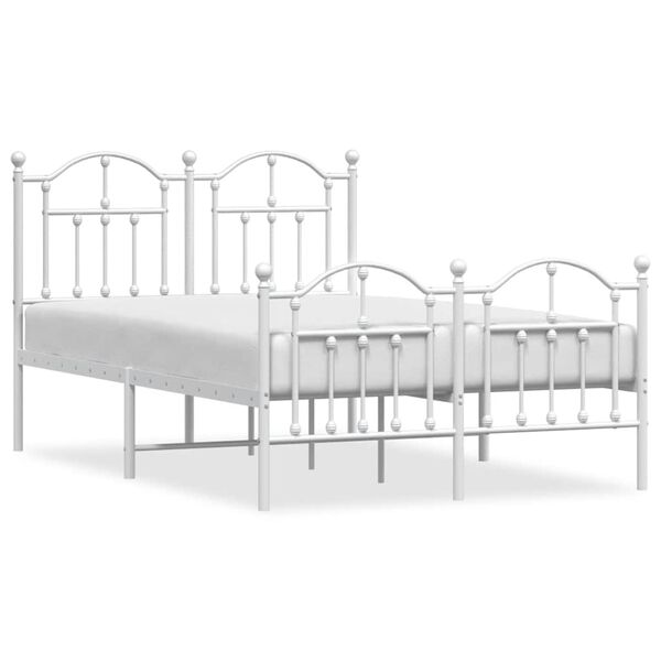 vidaXL Bedframe met hoofd- en voeteneinde metaal wit 120x200 cm