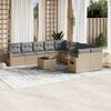 vidaXL 11-delige Tuinset met kussens poly rattan beige