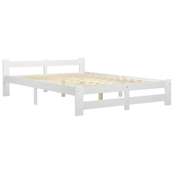 vidaXL Bedframe massief grenenhout wit 140x200 cm