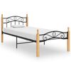 vidaXL Bedframe metaal en massief eikenhout zwart 100x200 cm
