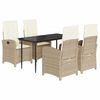 vidaXL 5-delige Tuinset met kussens poly rattan beige