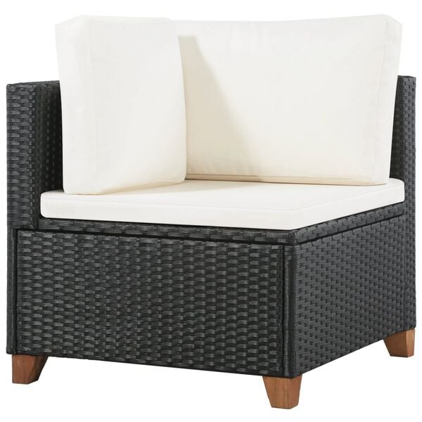 vidaXL 4-delige Loungeset met kussens poly rattan zwart