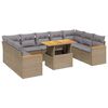 vidaXL 10-delige Loungeset met kussens poly rattan beige