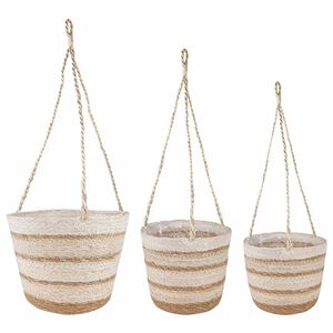 vidaXL 3 st Natuurlijk, Wit en Beige &Oslash;26 x 19 cm 100% Zeegras