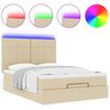 vidaXL Ottoman bed met matras en LED's 140x190cm stof cr&egrave;mekleurig