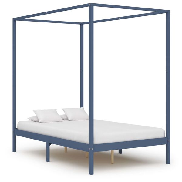 vidaXL Hemelbedframe met 4 lades massief grenenhout grijs 140x200 cm