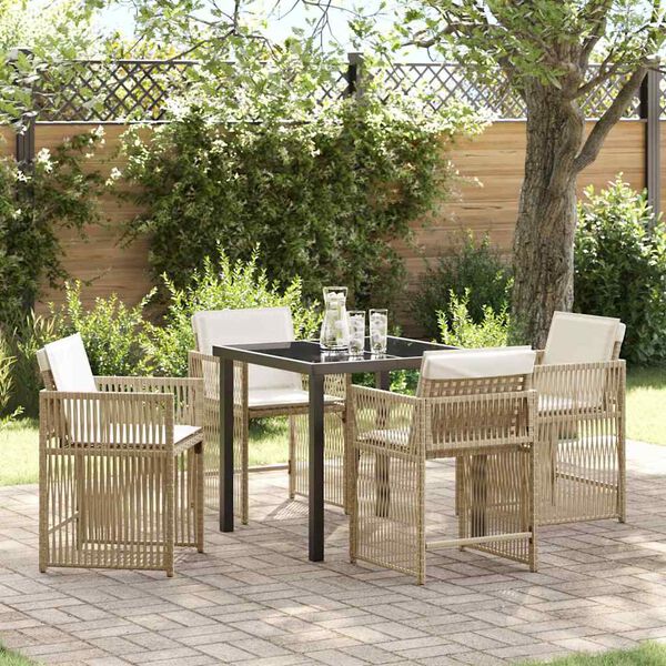 vidaXL Tuin eettafelset 5 pcs Beige poly rattan