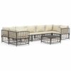 vidaXL 8-delige Loungeset met kussens poly rattan antracietkleurig
