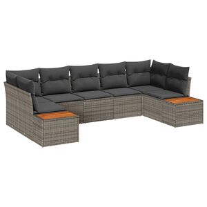 vidaXL Tuinbankenset met kussen met opslag 7 pcs Grijs Polyrattan