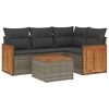 vidaXL 5-delige Loungeset met kussens poly rattan grijs