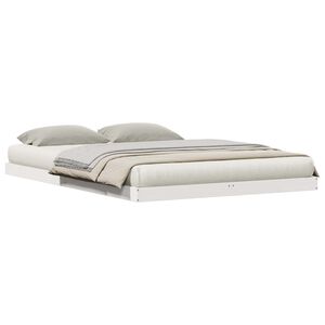 vidaXL Vloerbedframe Wit 140 x 220 cm Massief grenenhout