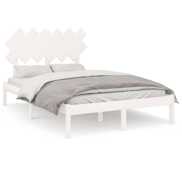 vidaXL Bedframe massief hout wit 120x200 cm
