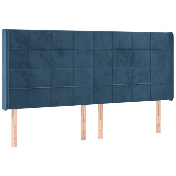 vidaXL Hoofdbord met randen 183x16x118/128 cm fluweel donkerblauw
