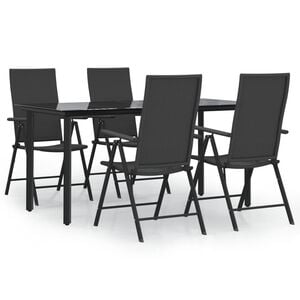 vidaXL 5-delige Tuinset poly rattan zwart