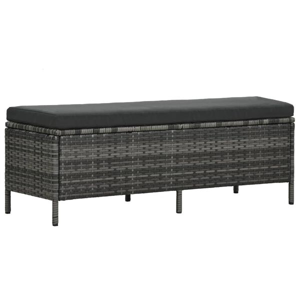vidaXL 3-delige Loungeset met kussens poly rattan grijs