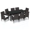 vidaXL 9-delige Tuinset met kussens poly rattan bruin