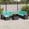vidaXL 9-delige Loungeset met kussens poly rattan acacia zwart