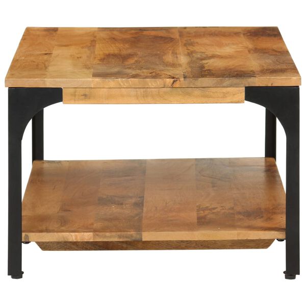 vidaXL Salontafel 2-laags 100x55x38 cm massief mangohout en staal