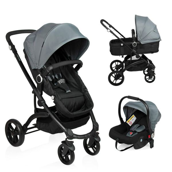 Little World 3-in-1 Kinderwagen City Walker grijs en zwart