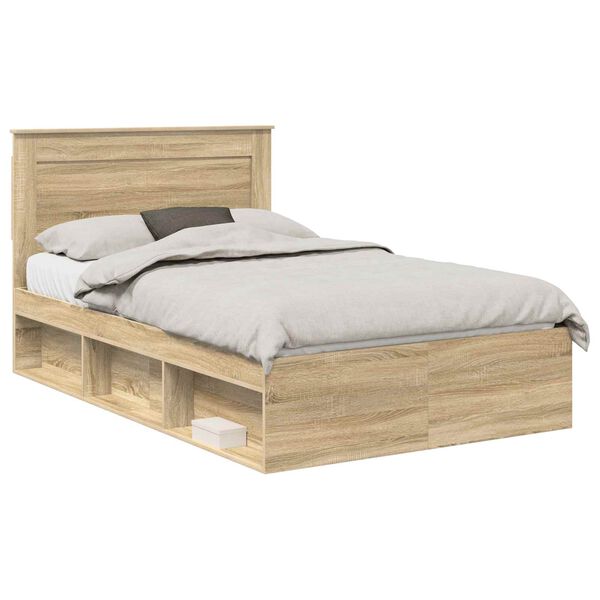 vidaXL Bedframe met hoofdeinde Sonoma 120 x 190 cm Massief grenenhout
