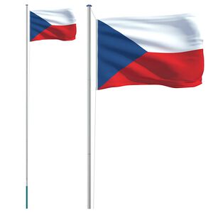 vidaXL Vlag met vlaggenmast Tsjechi&euml; 6,08 m aluminium