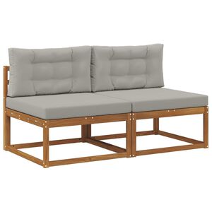 vidaXL Buiten Midden Sofa met kussen 2 Stuk Naturel