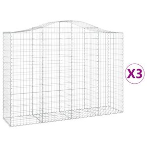 vidaXL Schanskorven 3 st gewelfd 200x50x140/160 cm ijzer