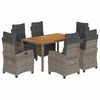 vidaXL 7-delige Tuinset met kussens poly rattan grijs