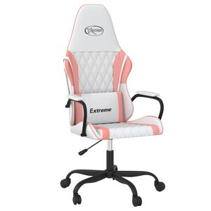 vidaXL Massage gamestoel kunstleer wit en roze