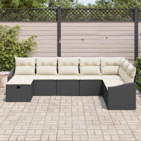 vidaXL Tuin Sofa Set met kussen 8 pcs Zwart 55 x 62 x 69 cm Poly riet