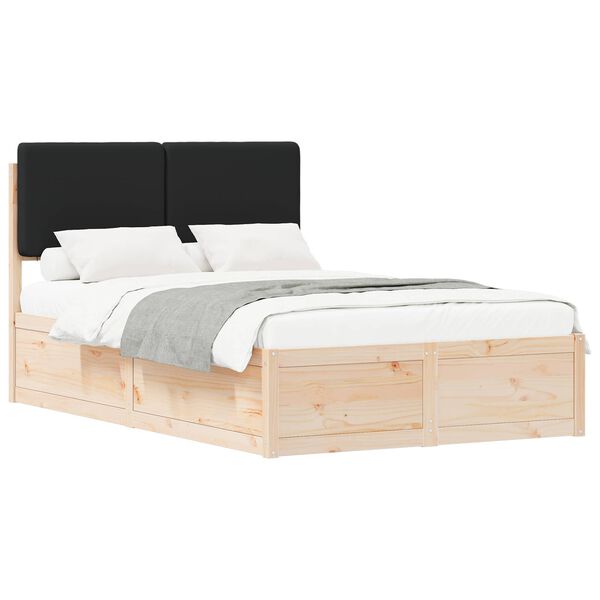 vidaXL Bedframe met Gevoerd Hoofdgedeelte Zwart 120 x 200 cm
